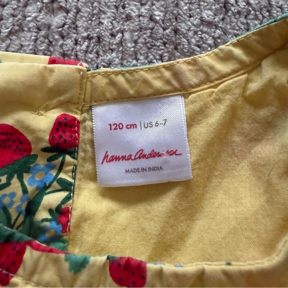 Hanna Andersson Strawberry Ruffle Sundress 120cm Girls Cotton Summer Dress - Picture 3 of 7